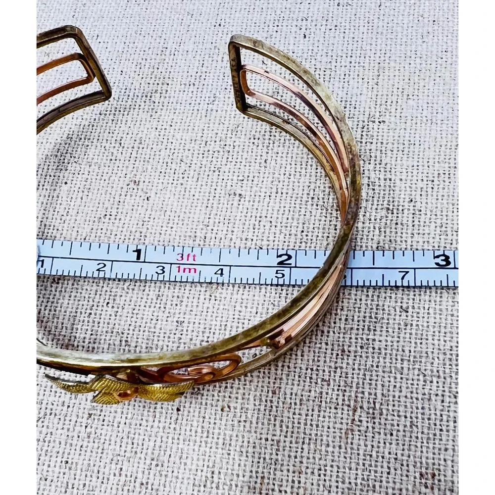 Vintage Krementz Rose Yellow Gold Overlay Flower Filigree Cuff Bracelet